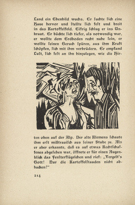 Ernst Ludwig Kirchner. As Josua Grübler Found his Way: Josua and Priska (Wie Josua Grübler seinen Weg fand: Josua und Priska) (in-text plate, page 214) from  Neben der Heerstrasse (Off the Main Road). 1923