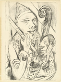 Max Beckmann. Pierrot and Mask (Pierrot und Maske) (plate 30) from the illustrated book Deutsche Graphiker der Gegenwart (German Printmakers of Our Time). 1920