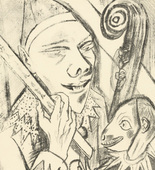 Max Beckmann. Pierrot and Mask (Pierrot und Maske) (plate 30) from the illustrated book Deutsche Graphiker der Gegenwart (German Printmakers of Our Time). 1920