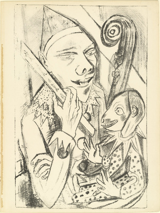 Max Beckmann. Pierrot and Mask (Pierrot und Maske) (plate 30) from the illustrated book Deutsche Graphiker der Gegenwart (German Printmakers of Our Time). 1920