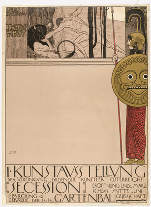 Gustav Klimt. Poster for the First Secession Exhibition (censored version) (1. Kunstausstellung Secession). 1898