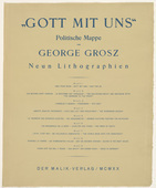 George Grosz. Table of contents from the portfolio Got mit uns (God with Us). (1920)