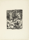 Max Beckmann. Throwing Dice before the Cross (Die Würfler unter dem Kreuz) from Six Lithographs to the New Testament (Sechs Lithographien zum Neuen Testament). (1911)