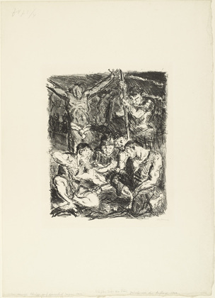 Max Beckmann. Throwing Dice before the Cross (Die Würfler unter dem Kreuz) from Six Lithographs to the New Testament (Sechs Lithographien zum Neuen Testament). (1911)