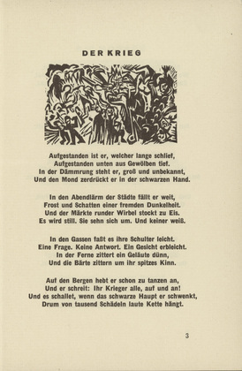 Ernst Ludwig Kirchner. The War (Der Krieg) (headpiece, page 3) from Umbra vitae (Shadow of Life). 1924