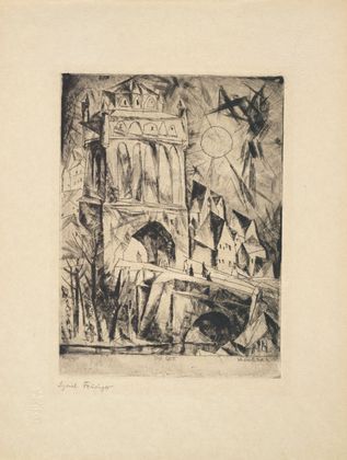 Lyonel Feininger. The Gate (Das Tor) from the portfolio Die Schaffenden, vol. 1, no. 1. (1912, published 1918)