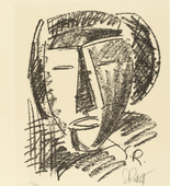 Karl Schmidt-Rottluff. Head (Kopf) from the portfolio Seventeen Lithographs (Siebzehn Steinzeichnungen). (1921)