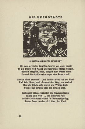 Ernst Ludwig Kirchner. The Sea Cities (Die Meerstädte) (headpiece, page 20) from Umbra vitae (Shadow of Life). 1924