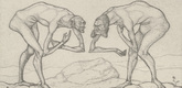 Paul Klee. Two Men Meet, Each Believing the Other to Be of Higher Rank (Zwei Männer, einander in höherer Stellung vermutend, begegnen sich) from the series Inventions (Inventionen). 1903