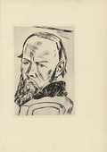 Max Beckmann. Portrait of Dostoyevsky (Bildnis Dostojewski) (plate, after p. VIII) from Ganymed. Blätter der Marées-Gesellschaft, vol. 3. 1921