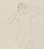 Hans Purrmann. Seated Nude (Sitzender Mädchenakt mit erhobenen Armen). (c. 1920)