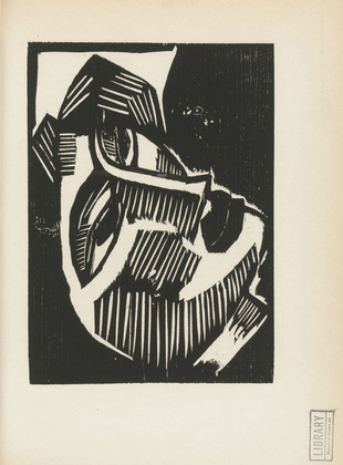 Karl Schmidt-Rottluff. Head (Kopf) (plate, after p. 128) from the periodical Genius. Zeitschrift für werdende und alte Kunst, vol. 1, no. 1. 1919 (print executed 1915)