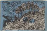 Ernst Ludwig Kirchner. Trees on a Mountain Slope (Bäume am Berghang). (1920)