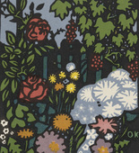 Oskar Kokoschka. Flower Garden (Blumengarten) (postcard). (1907)