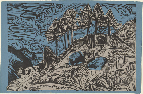 Ernst Ludwig Kirchner. Trees on a Mountain Slope (Bäume am Berghang). (1920)