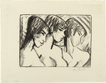 Otto Mueller. Three Girls in Profile (Drei Mädchen im Profil) for the First Annual Portfolio 1921, no. 2 (Brücke Artists) (Erste Jahresgabe 1921, no. 2 [Die Künstler der  Brücke]). (1921)