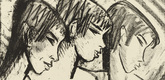 Otto Mueller. Three Girls in Profile (Drei Mädchen im Profil) for the First Annual Portfolio 1921, no. 2 (Brücke Artists) (Erste Jahresgabe 1921, no. 2 [Die Künstler der  Brücke]). (1921)