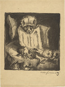Walter Gramatté. Sick Man with Flowers (Der Kranke mit den Blumen) (plate, loose leaf) from the periodical Das Kunstblatt, vol. 2, no. 11 (Nov 1918). 1918