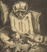 Walter Gramatté. Sick Man with Flowers (Der Kranke mit den Blumen) (plate, loose leaf) from the periodical Das Kunstblatt, vol. 2, no. 11 (Nov 1918). 1918