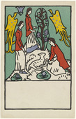 Oskar Kokoschka. Three Girls, a Lamb and Birds of Paradise (Drei Mädchen, Lamm und Paradiesvögel) (postcard). (1908)