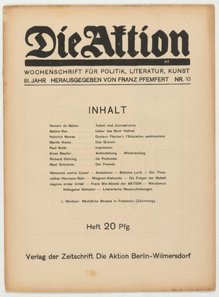 Die Aktion, vol. 3, no. 10. March 5, 1913