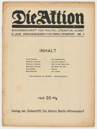 Die Aktion, vol. 3, no. 11. March 12, 1913