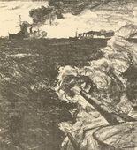 Ulrich Hübner. On the High Seas (Auf hoher See) (plate, p. 101) from the periodical Kriegszeit. Künstlerflugblätter, vol. 1, no. 25 (3 Feb 1915). 1915
