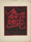 Karl Schmidt-Rottluff. Cover from the periodical Kündung, vol. 1, no. 7, 8 (July, August 1921). 1921 (executed 1920)