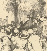 Arthur Kampf. The First News of Victory (Die erste Siegesnachricht) (in-text plate, p. 102) from the periodical Kriegszeit. Künstlerflugblätter, vol. 1, no. 25 (3 Feb 1915). 1915