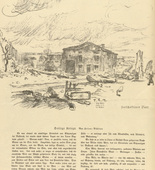 Fritz Rhein. Bullet-Riddled Village (Zerschossenes Dorf) (headpiece, p. 104) from the periodical Kriegszeit. Künstlerflugblätter, vol. 1, no. 26 (10 Feb 1915). 1915