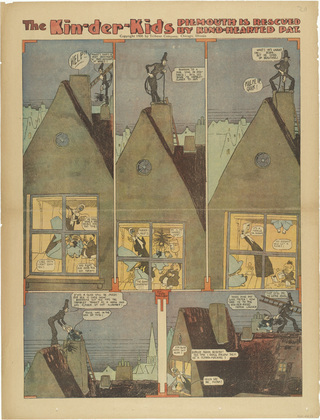 Lyonel Feininger. The Kin-der-Kids: Piemouth is Rescued by Kind-Hearted Pat  from The Chicago Sunday Tribune. (September 9) 1906