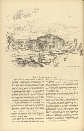Fritz Rhein. Bullet-Riddled Village (Zerschossenes Dorf) (headpiece, p. 104) from the periodical Kriegszeit. Künstlerflugblätter, vol. 1, no. 26 (10 Feb 1915). 1915