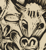 Ernst Ludwig Kirchner. Two Grazing Cows (Zwei grasende Kühe). (1918)