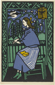 Oskar Kokoschka. Girl at Window (Mädchen am Fenster) (postcard). (1907)
