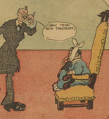 Lyonel Feininger. The Kin-der-Kids: Dr. Dopeski Tries his Newski Cureski on Fatty from The Chicago Sunday Tribune. (November 18) 1906