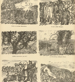 Alexander Kolde. Sketches from the Field (Skizzen aus dem Felde) (in-text plate, p. 106) from the periodical Kriegszeit. Künstlerflugblätter, vol. 1, no. 26 (10 Feb 1915). 1915