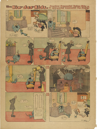 Lyonel Feininger. The Kin-der-Kids: Dr. Dopeski Tries his Newski Cureski on Fatty from The Chicago Sunday Tribune. (November 18) 1906