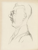 Rudolf Grossmann. President Schacht of the Reichsbank (Reichsbankpräsident Schacht) (plate facing page 131) from the periodical Kunst und Künstler, vol. 24, no. 4 (Jan 1926). 1926 (print executed 1925)