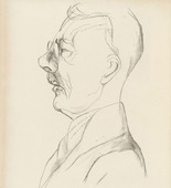 Rudolf Grossmann. President Schacht of the Reichsbank (Reichsbankpräsident Schacht) (plate facing page 131) from the periodical Kunst und Künstler, vol. 24, no. 4 (Jan 1926). 1926 (print executed 1925)