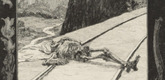 Max Klinger. On the Tracks (Auf den Schienen) (plate 8) from the portfolio On Death, Part I, Opus XI (Vom Tode, Erster Teil, Opus XI). (1883, published 1897)