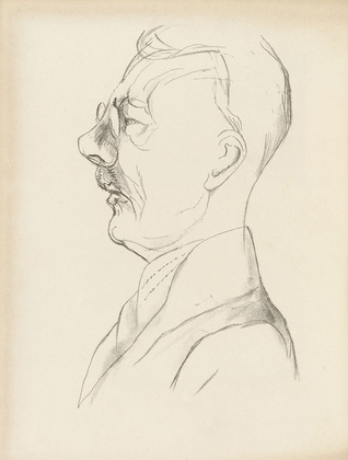 Rudolf Grossmann. President Schacht of the Reichsbank (Reichsbankpräsident Schacht) (plate facing page 131) from the periodical Kunst und Künstler, vol. 24, no. 4 (Jan 1926). 1926 (print executed 1925)