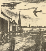 Franz Heckendorf. Marine-Airforce Station (Marine-Flieger-Station) (plate, p. 108) from the periodical Kriegszeit. Künstlerflugblätter, vol. 1, no. 27 (17 Feb 1915). 1915