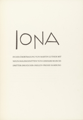 Gerhard Marcks. Title page from Jonah (Jona). (1950)