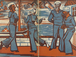 Erich Heckel. Dancing Sailors (Tanzende Matrosen) (back endpapers) from Graphik der Gegenwart. Band 1. Erich Heckel. 1931 (print executed 1930)