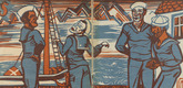 Erich Heckel. Dancing Sailors (Tanzende Matrosen) (back endpapers) from Graphik der Gegenwart. Band 1. Erich Heckel. 1931 (print executed 1930)