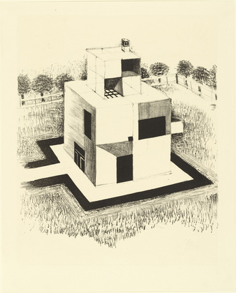 Johannes Itten. House of the White Man (Haus des weißen Mannes) from the portfolio New European Graphics, 1st Portfolio: Masters of the State Bauhaus, Weimar, 1921 (Neue europäische Graphik, 1. Mappe: Meister des Staatlichen Bauhauses in Weimar, 1921). (1920, published 1921)