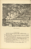 Ulrich Hübner. Fire in Antwerp (Brand in Antwepen)  (headpiece, p. 112) from the periodical Kriegszeit. Künstlerflugblätter, vol. 1, no. 28 (24 Feb 1915). 1915