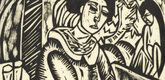 Ernst Ludwig Kirchner. Woman Buttoning Her Shoe (Frau, Schuh zuknöpfend). (1912, published 1913)