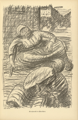 Ernst Barlach. Street Corner in Warsaw (Straßenecke in Warschau)  (plate, p. 113) from the periodical Kriegszeit. Künstlerflugblätter, vol. 1, no. 28 (24 Feb 1915). 1915