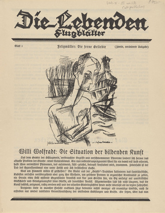 Conrad Felixmüller. The Far-Away Beloved (Die ferne Geliebte) (in-text plate, title page) from the periodical Die Lebenden, vol. 1, no. 1. 1923
